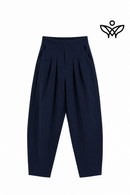 Pantalón balloon azul marino con cintura elástica y bolsillos