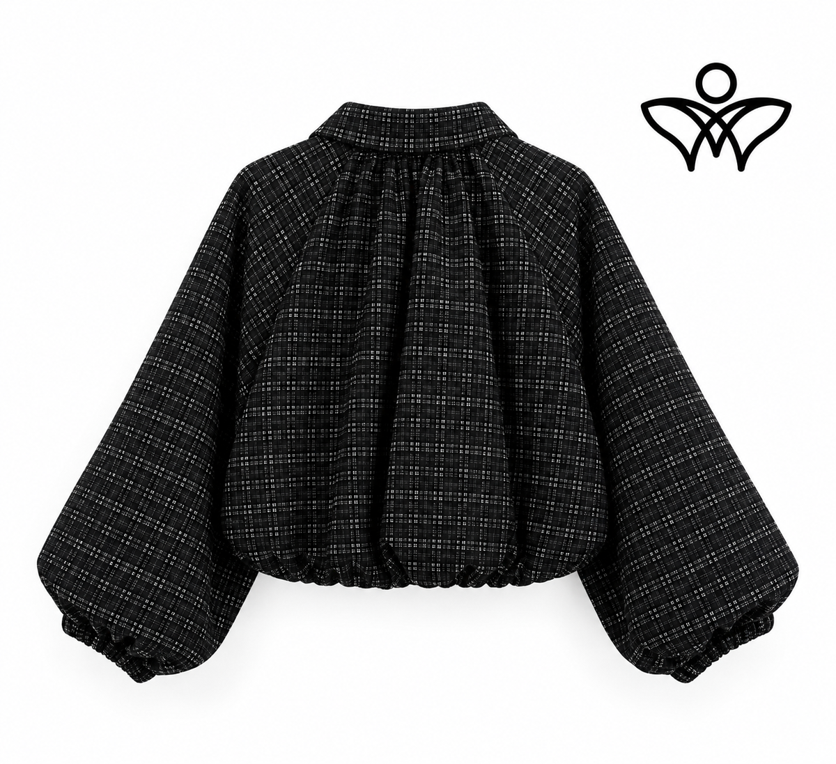 Bomber de cuadros en blanco y negro con cremallera