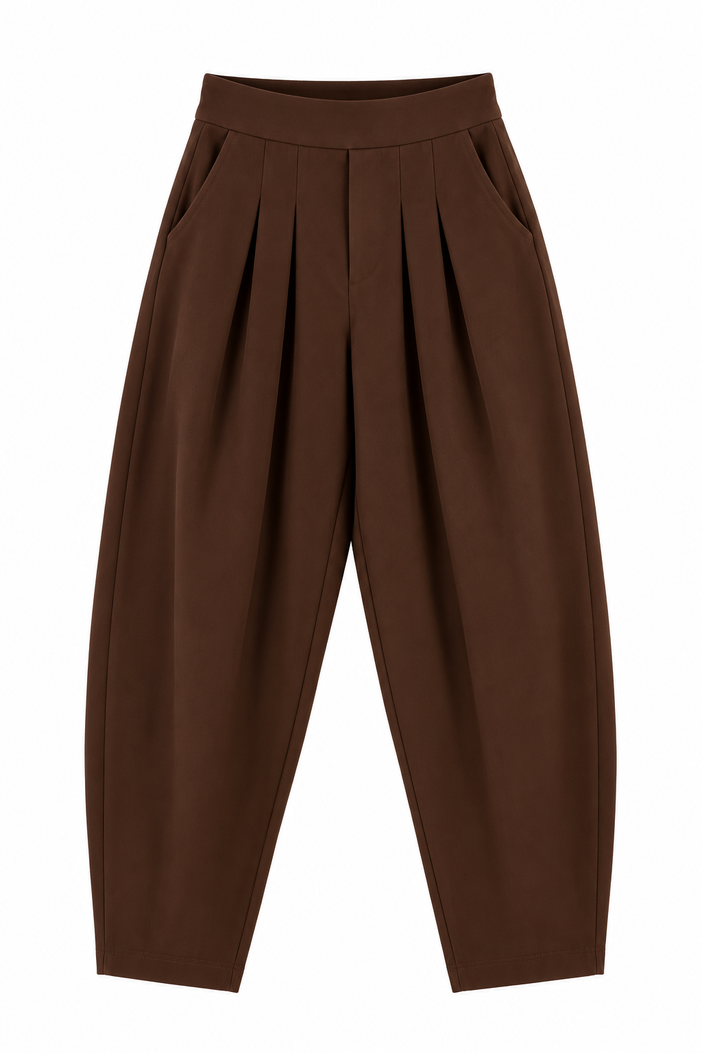 Pantalón balloon marrón chocolate con cintura elástica y bolsillos