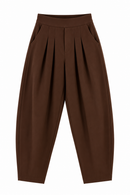 Pantalón balloon marrón chocolate con cintura elástica y bolsillos