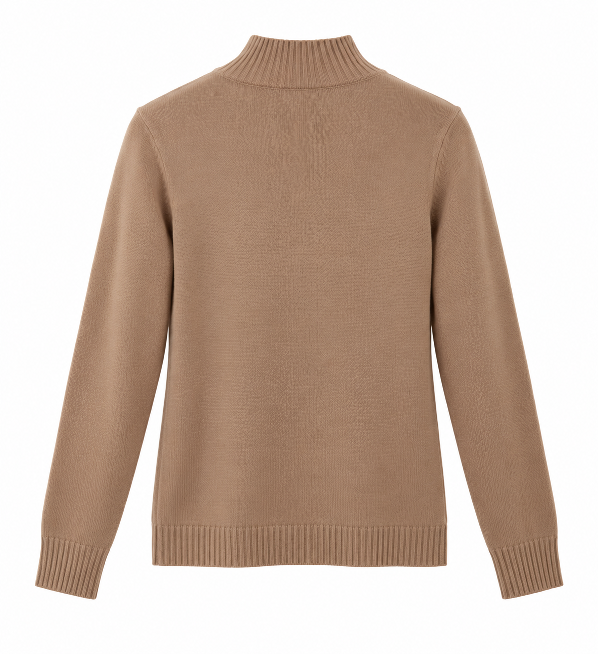 Jersey beige de mujer con cuello perkins de punto suave