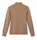 Jersey beige de mujer con cuello perkins de punto suave