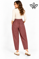 Pantalón balloon burdeos de cuadros vichy con botones