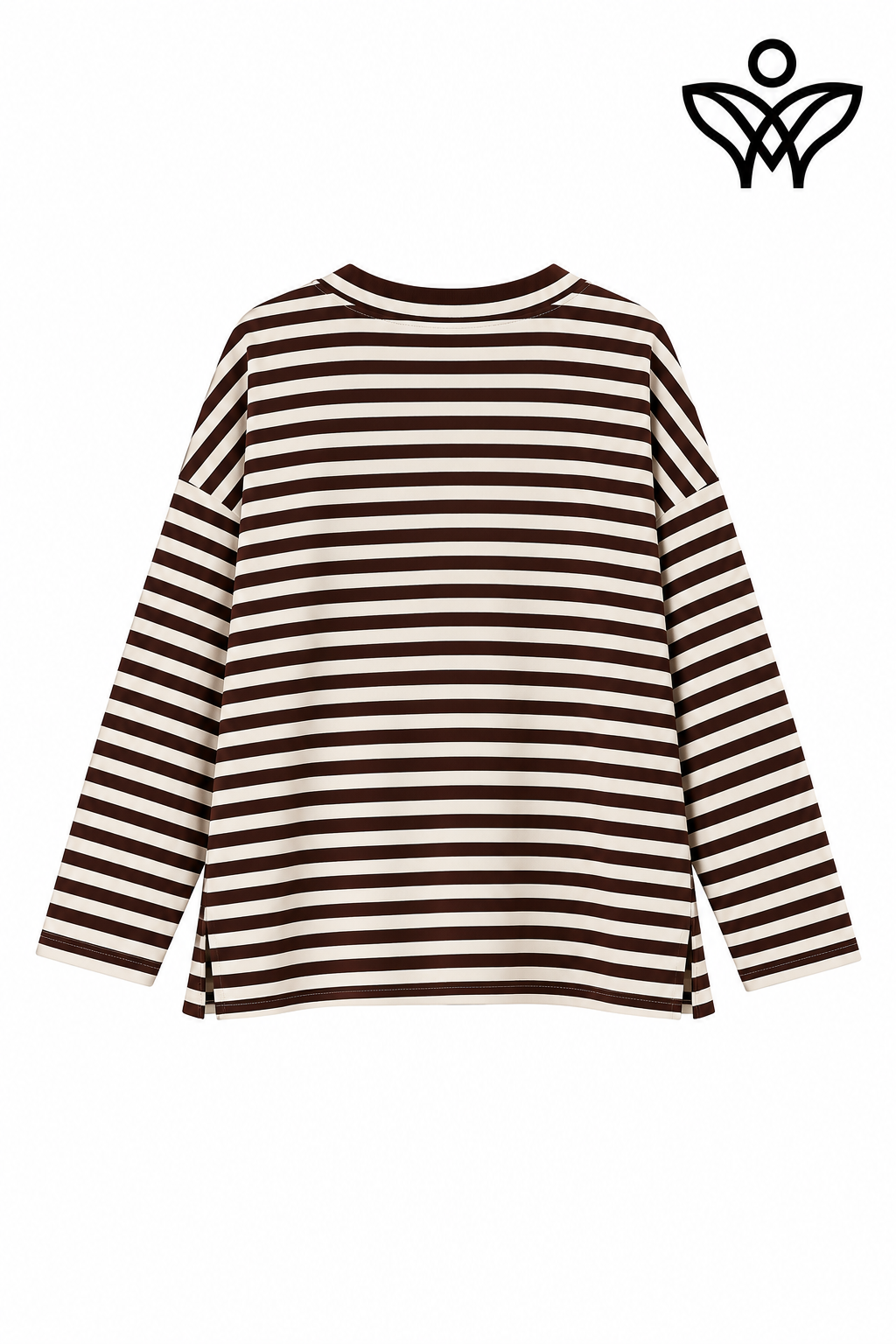 Camiseta de rayas marrón chocolate y beige de manga larga