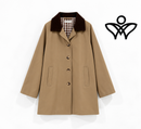 Chaqueta parka beige con cuello de pana marrón chocolate