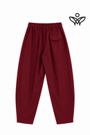 Pantalón balloon burdeos con cintura elástica y bolsillos