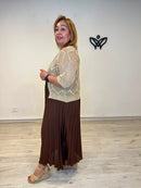 Chaqueta de crochet dorada de media manga para mujer