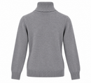 Jersey de punto gris para mujer con cuello alto vuelto
