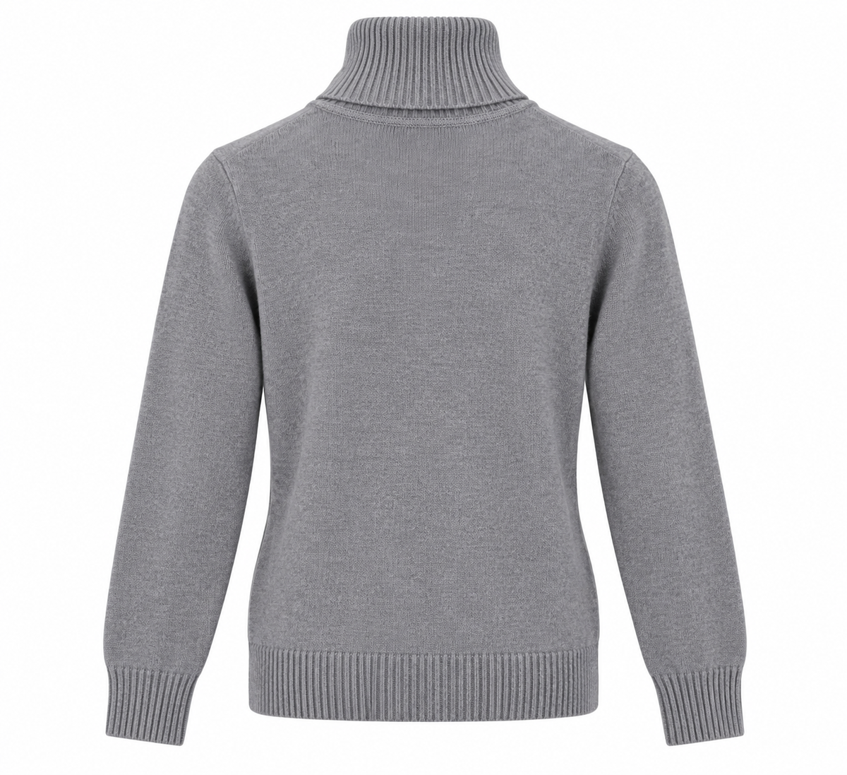 Jersey de punto gris para mujer con cuello alto vuelto