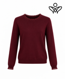 Jersey burdeos de punto suave con detalle de puntilla en cuello y puños