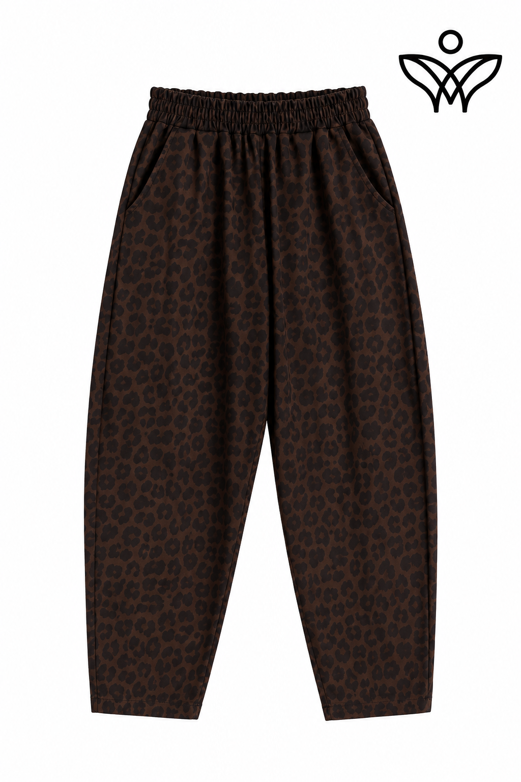 Pantalón balloon animal print marrón con cintura elástica
