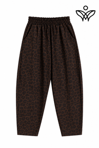 Pantalón balloon animal print marrón con cintura elástica