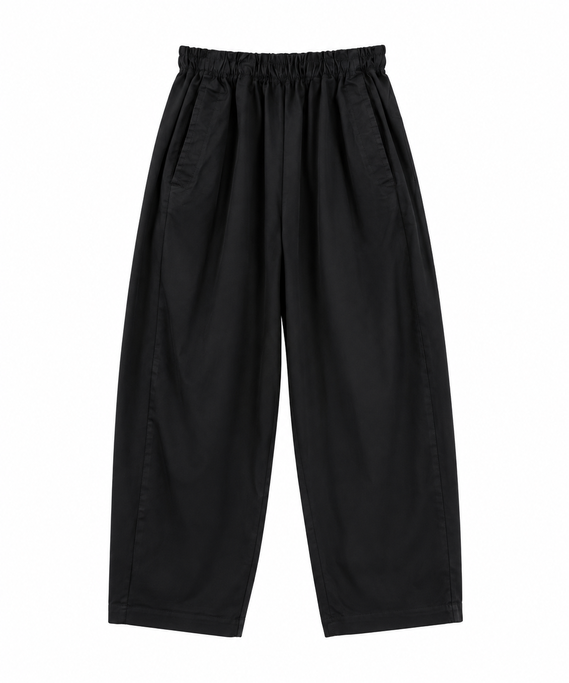 Pantalón balloon negro de mujer con cintura elástica y bolsillos