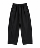 Pantalón balloon negro de mujer con cintura elástica y bolsillos