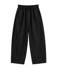 Pantalón balloon negro de mujer con cintura elástica y bolsillos