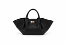 Bolso de mujer negro de polipiel con forma de abanico y detalle dorado