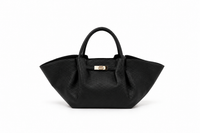 Bolso de mujer negro de polipiel con forma de abanico y detalle dorado