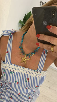 Collar marino con estrella de mar dorada para mujer