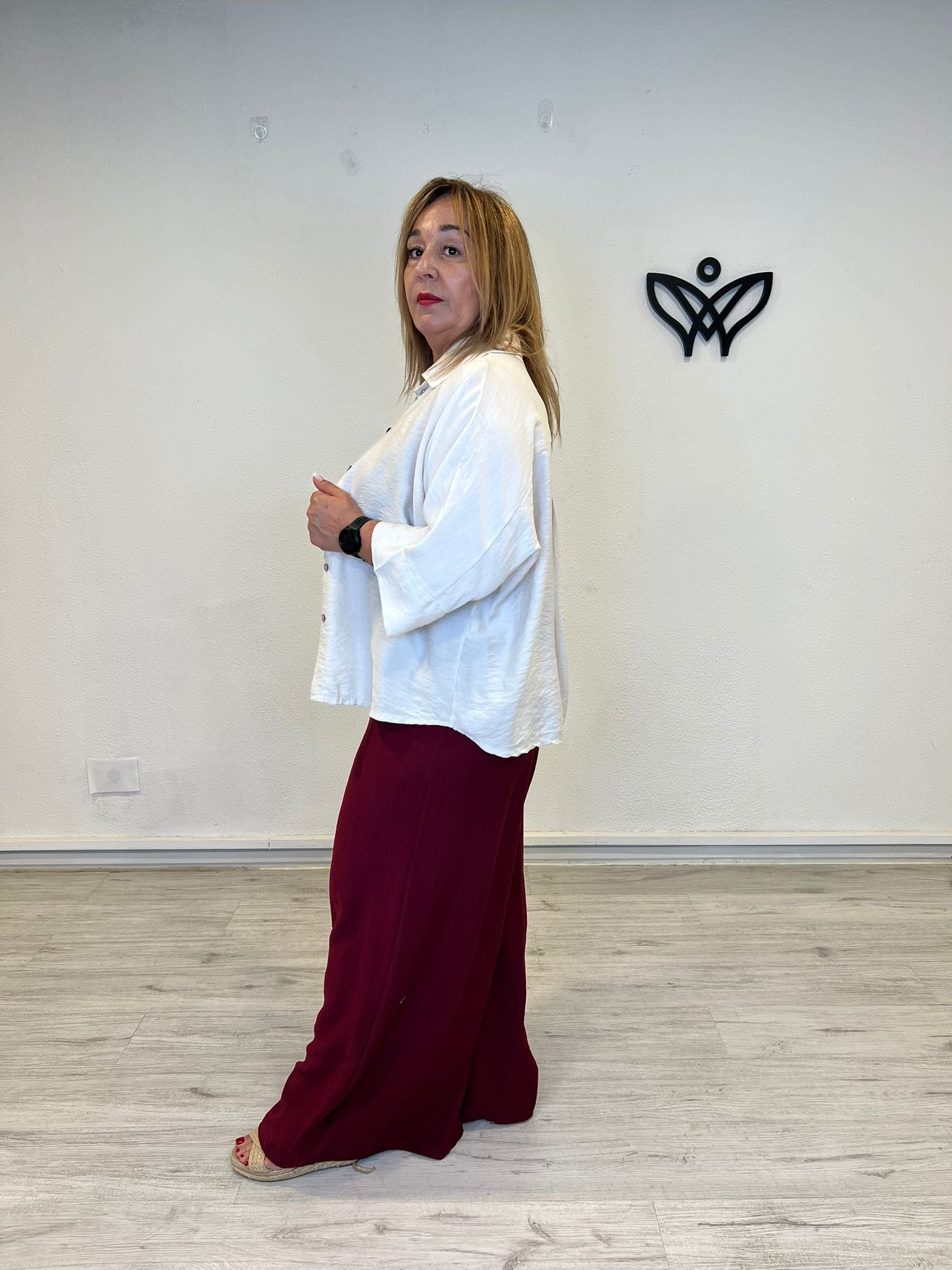 Camisa de lino beige oversize
