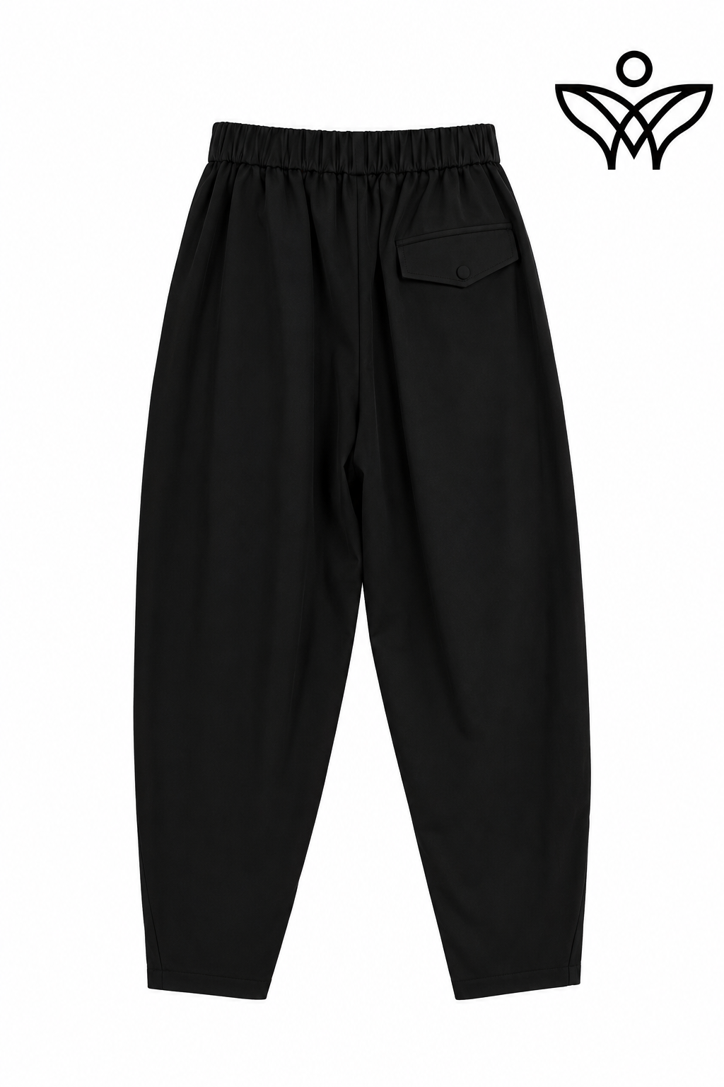 Pantalón balloon negro con cintura elástica y bolsillos