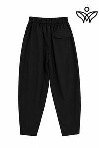 Pantalón balloon negro con cintura elástica y bolsillos