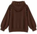 Sudadera de mujer marrón chocolate con capucha y detalles dorados