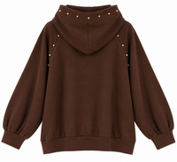 Sudadera de mujer marrón chocolate con capucha y detalles dorados