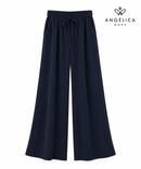 Conjunto de mujer azul marino de algodón con sudadera de cuadros y pantalón ancho
