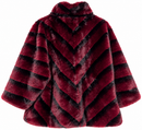 Chaqueta de pelo sintético burdeos y negro para mujer con cremallera