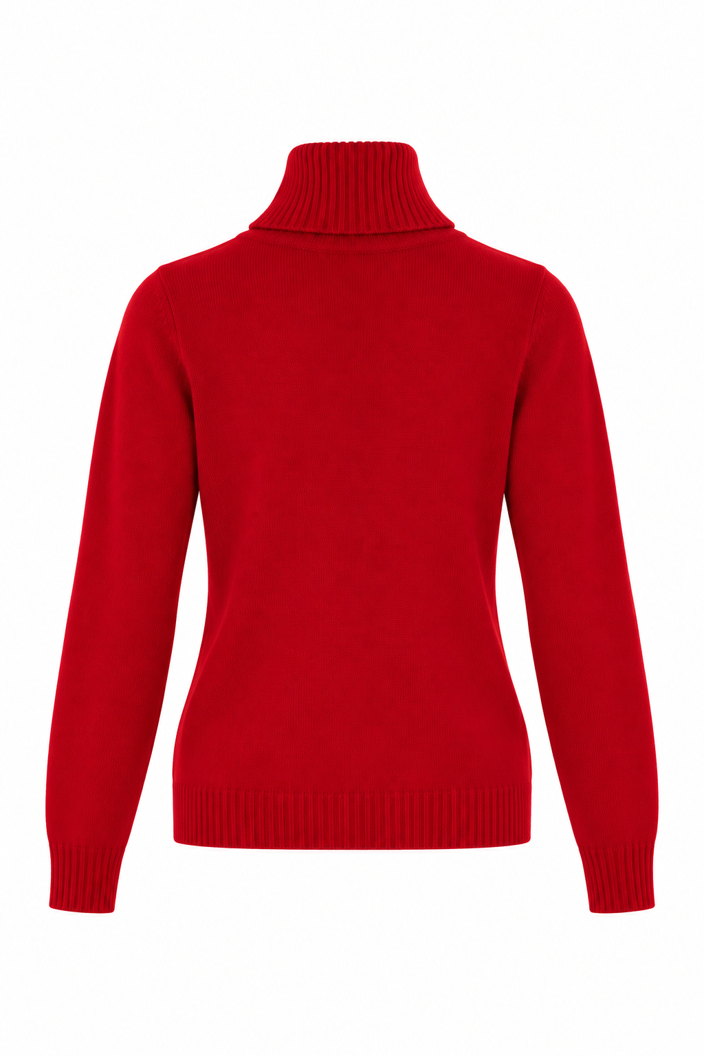 Jersey de punto rojo para mujer con cuello alto vuelto