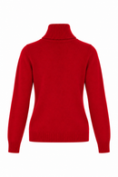 Jersey de punto rojo para mujer con cuello alto vuelto