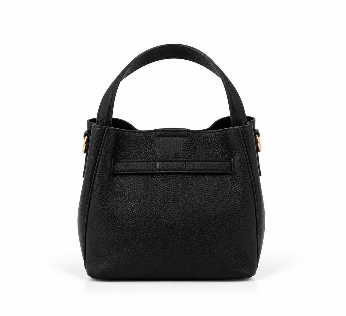 Bolso negro de mujer de polipiel con asa corta y hebilla dorada