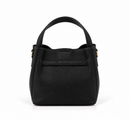 Bolso negro de mujer de polipiel con asa corta y hebilla dorada