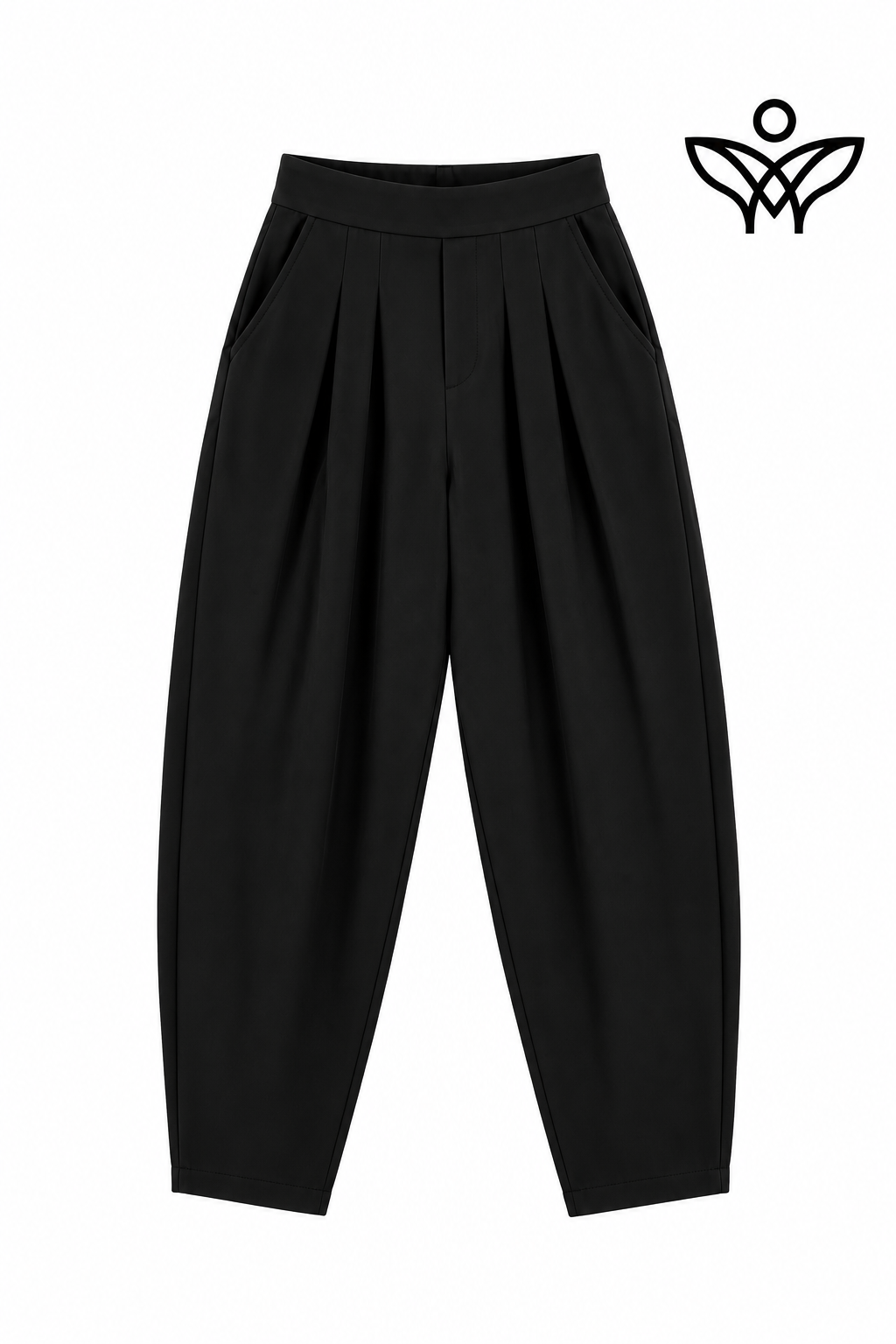 Pantalón balloon negro con cintura elástica y bolsillos