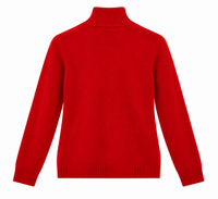 Jersey rojo de mujer con cuello perkins de punto suave