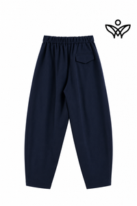 Pantalón balloon azul marino con cintura elástica y bolsillos