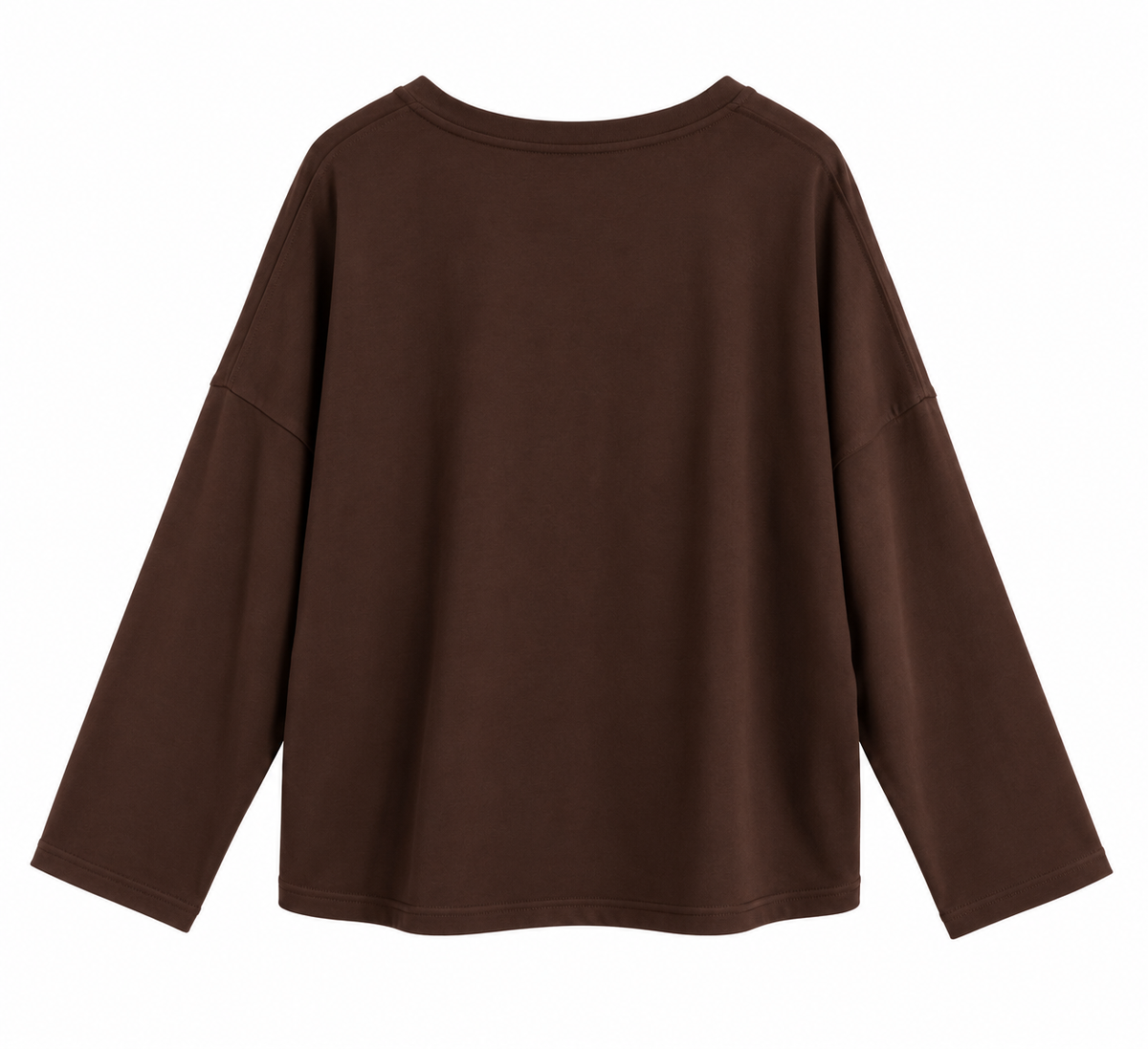 Sudadera marrón chocolate de mujer de algodón con cuello pico y bolsillo con tachuelas plateadas