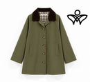 Chaqueta parka verde militar con cuello de pana marrón chocolate