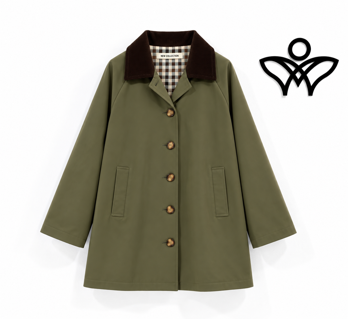 Chaqueta parka verde militar con cuello de pana marrón chocolate