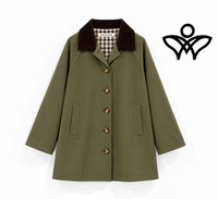 Chaqueta parka verde militar con cuello de pana marrón chocolate