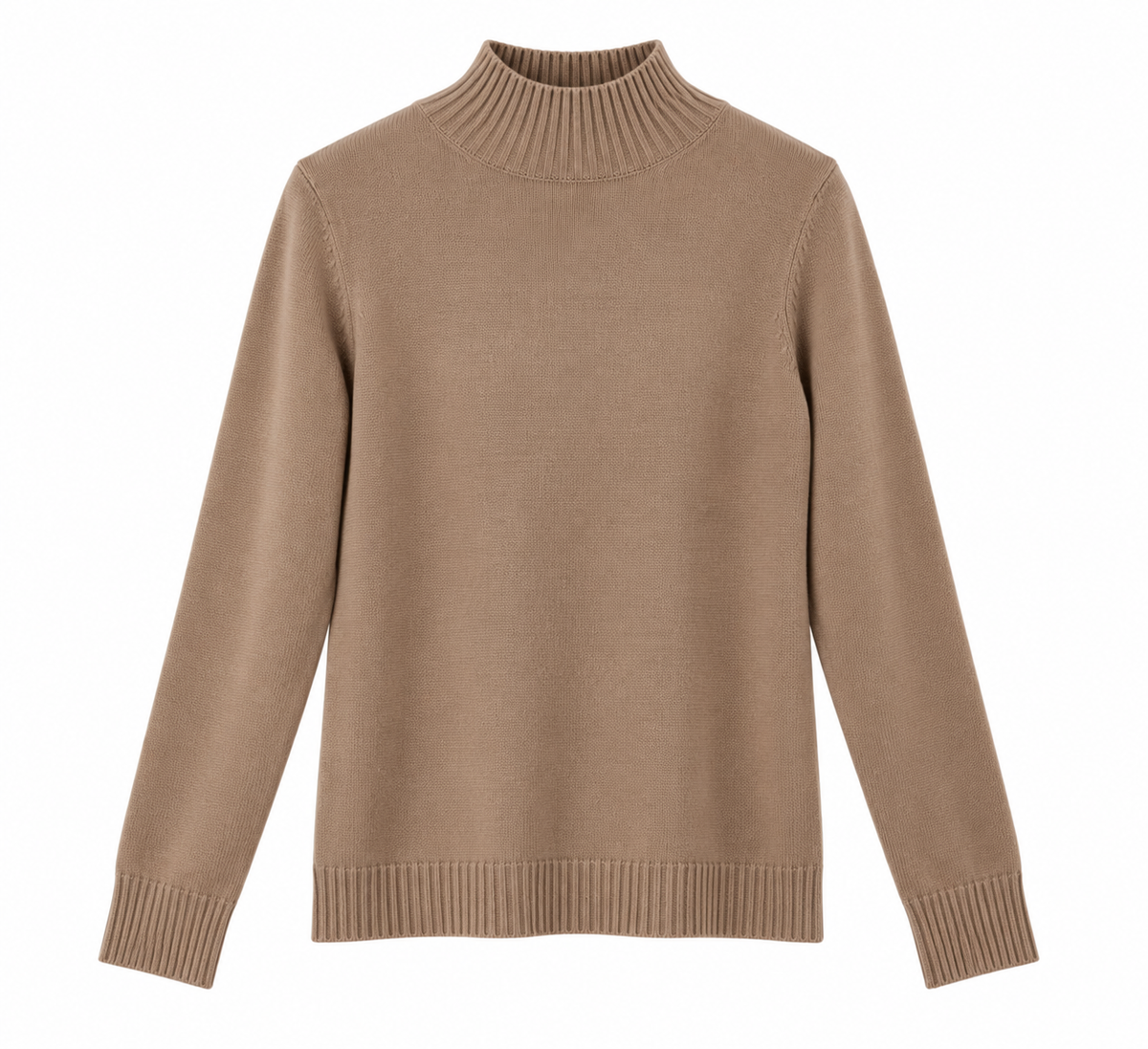 Jersey beige de mujer con cuello perkins de punto suave
