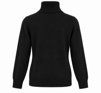 Jersey de punto negro para mujer con cuello alto vuelto