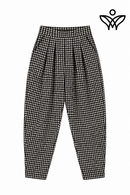 Pantalón balloon negro de cuadros vichy con cintura elástica