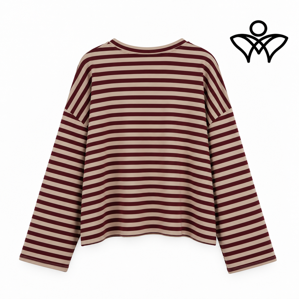 Sudadera de rayas burdeos y beige con corazón rojo de algodón