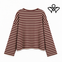 Sudadera de rayas burdeos y beige con corazón rojo de algodón