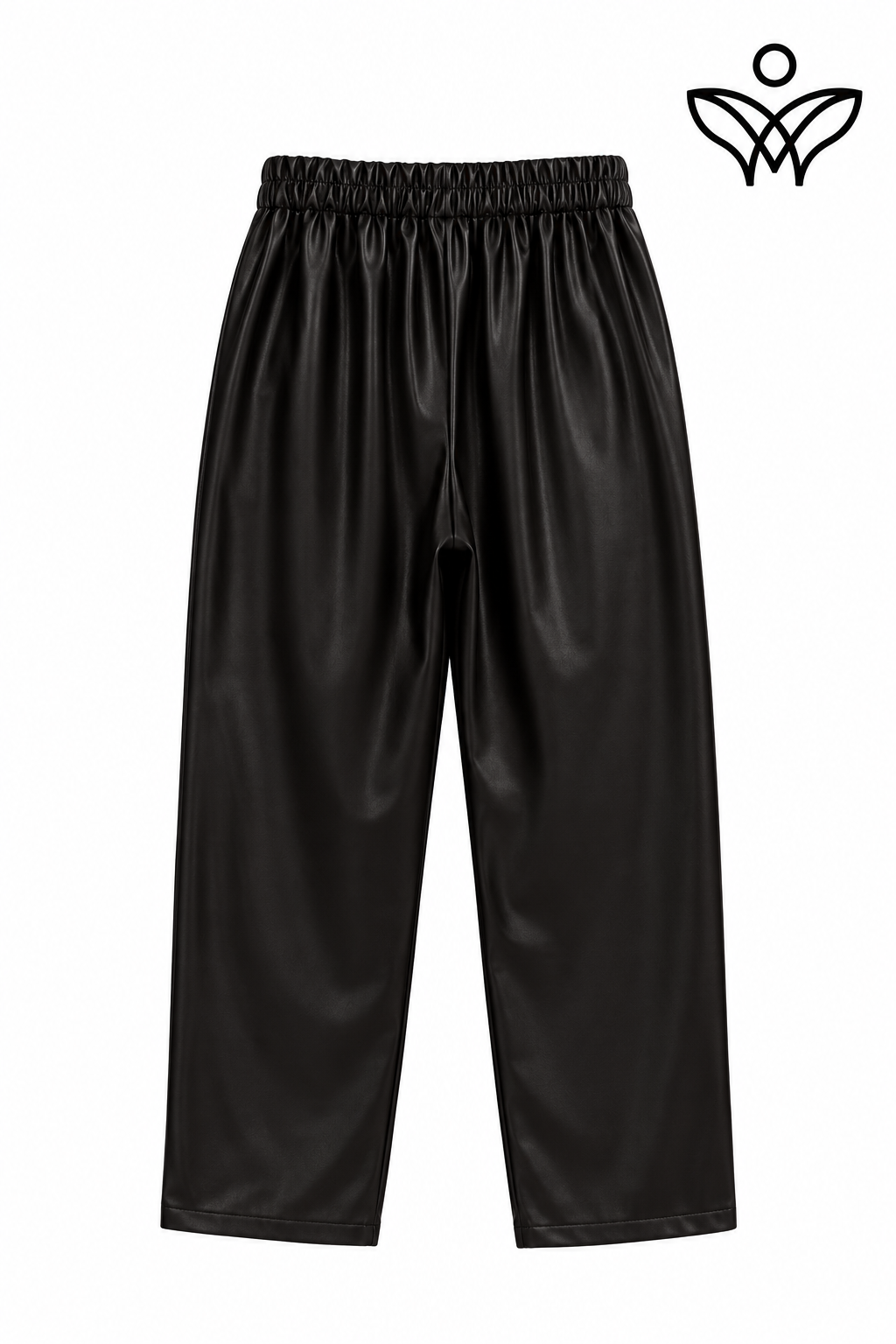 Pantalón de polipiel negro de corte recto con bolsillos