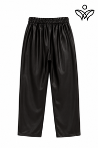 Pantalón de polipiel negro de corte recto con bolsillos