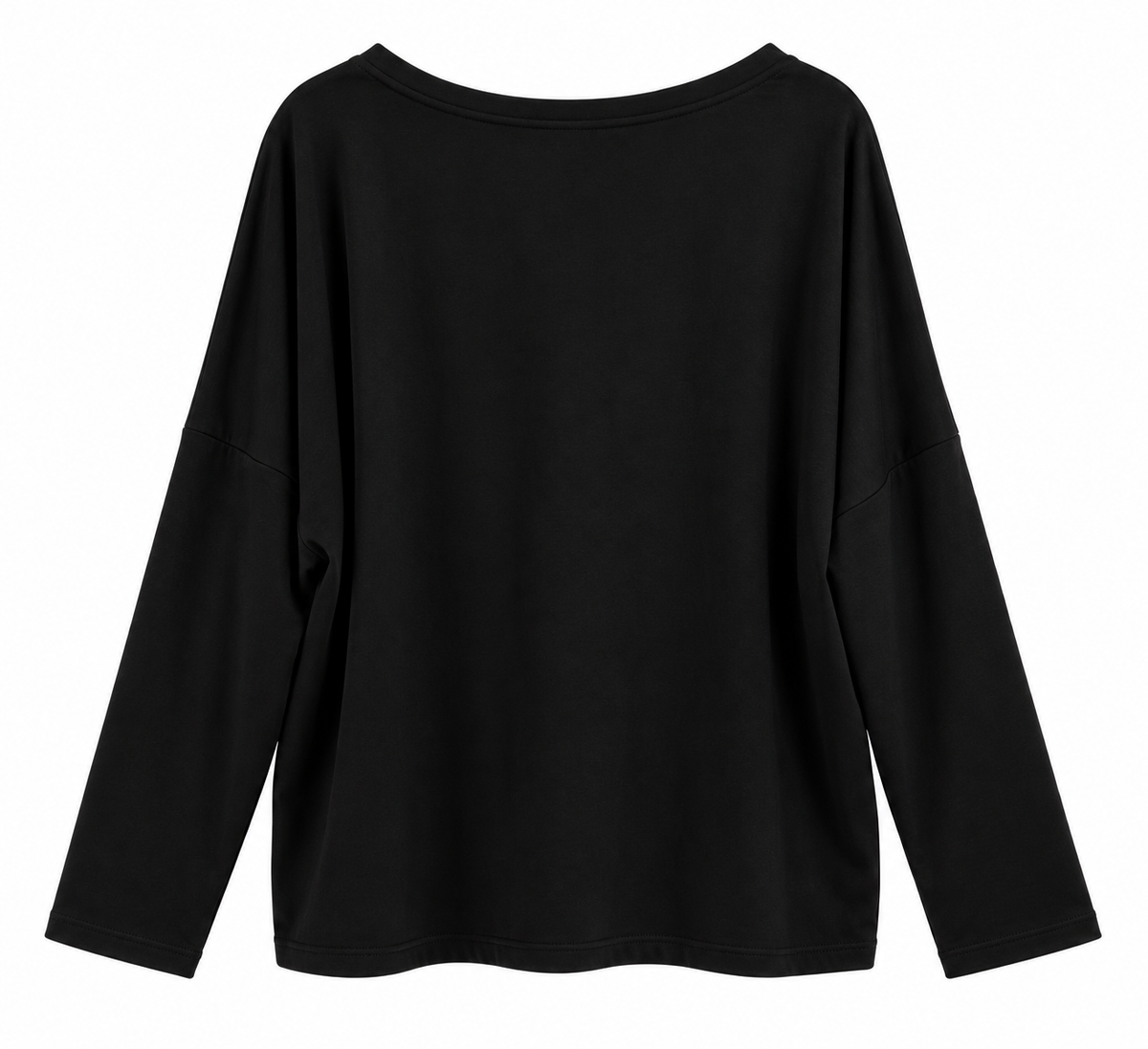 Sudadera de mujer negra de algodón con cuello pico y bolsillo con tachuelas plateadas