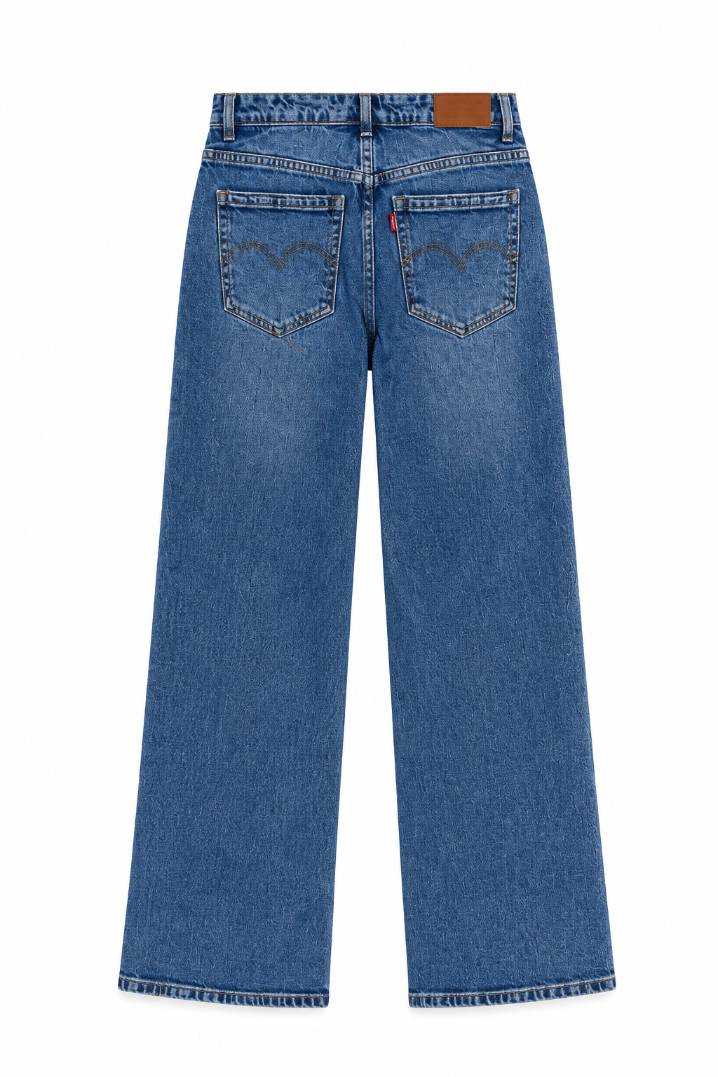 Pantalón Vaquero Recto de Mujer con Cintura Elástica Efecto Faja