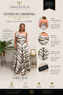 Vestido de ceremonia palabra de honor Carla Ruiz con falda estructurada